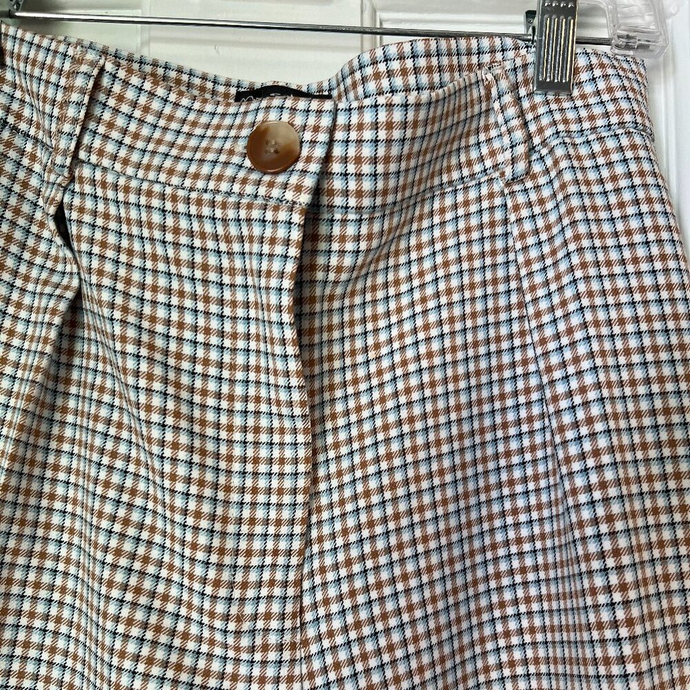 Plaid Cream, Blue and Brown Trousers